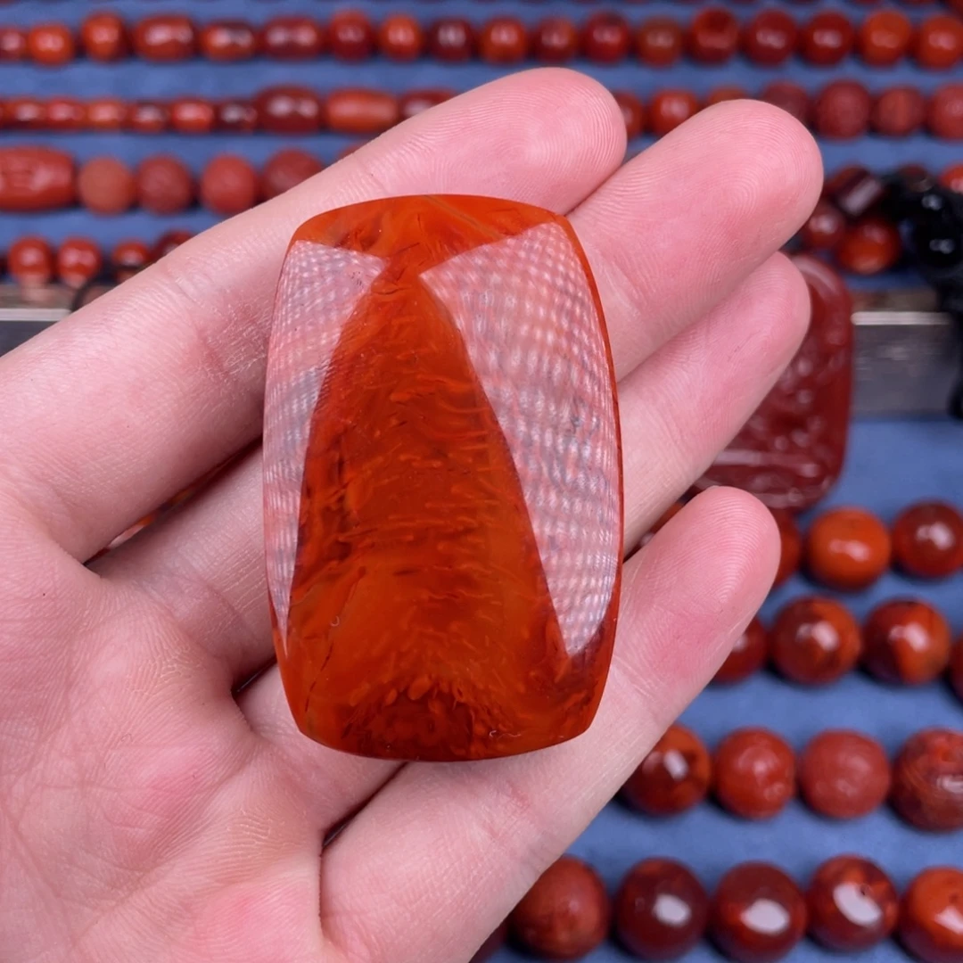 M***W南红玛瑙未镶嵌其他49mm瓦西玫红火焰纹无事牌