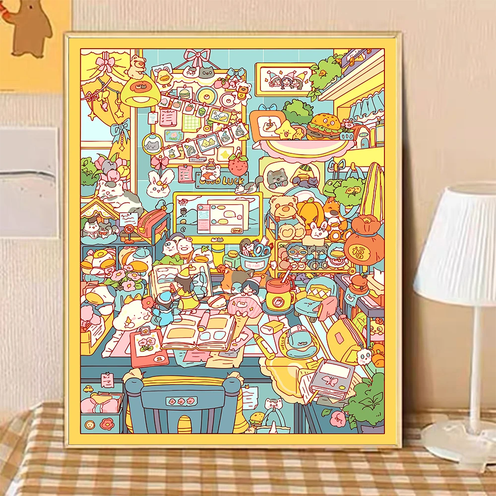 【梦中情桌】独家授权DIY数字油画插画解压填色丙烯手工装饰画