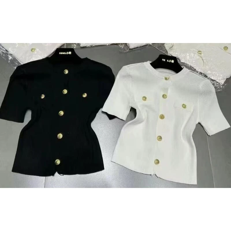 【1号】01-50高定轻奢短袖女毛针织衫百搭夏季上衣老钱风