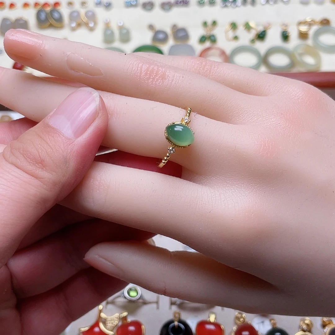 和田玉戒指银S925镶嵌