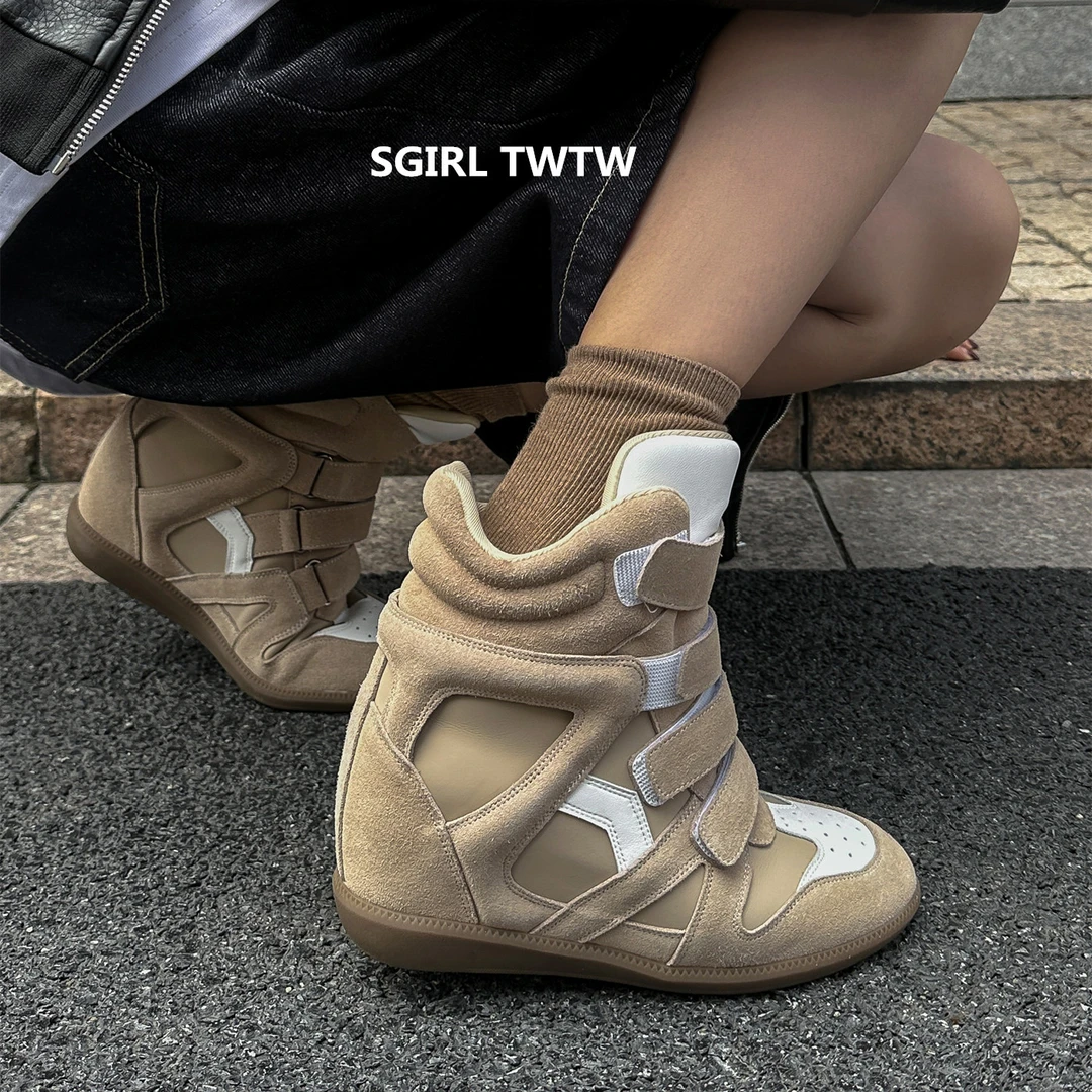 SGIRL TWTW真厚底内增高魔术贴百搭休闲显高高帮鞋女鞋低筒短靴子