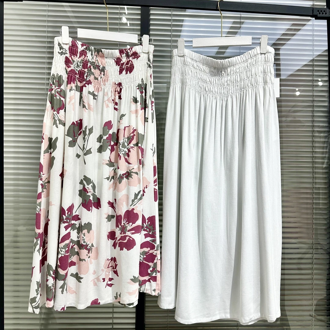 A351国风印花亚麻抹胸裙碎花高腰休闲时尚显瘦夏季薄款垂感