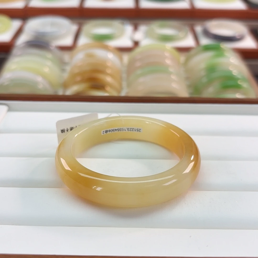 和田玉未镶嵌手镯【天地橘糖色】