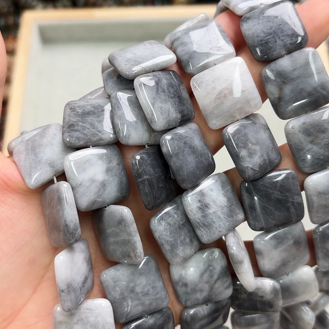 未镶嵌玛瑙/玉髓珠宝半成品20×20鹰眼方片一条