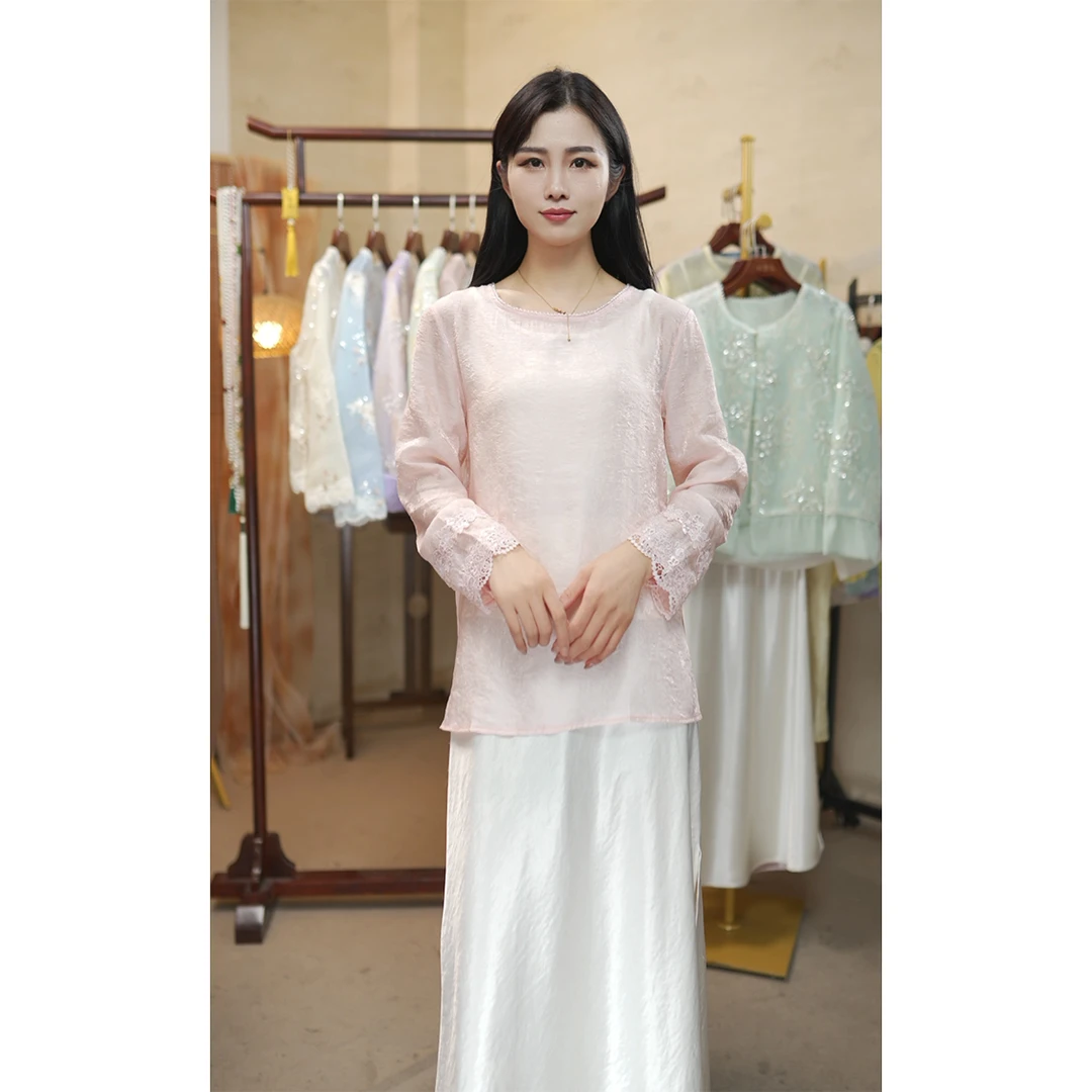 【漱玉+现货】新国风高领女士气质复古春季新款新中式T恤女