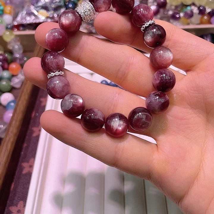 水晶手串未镶嵌紫锂云母