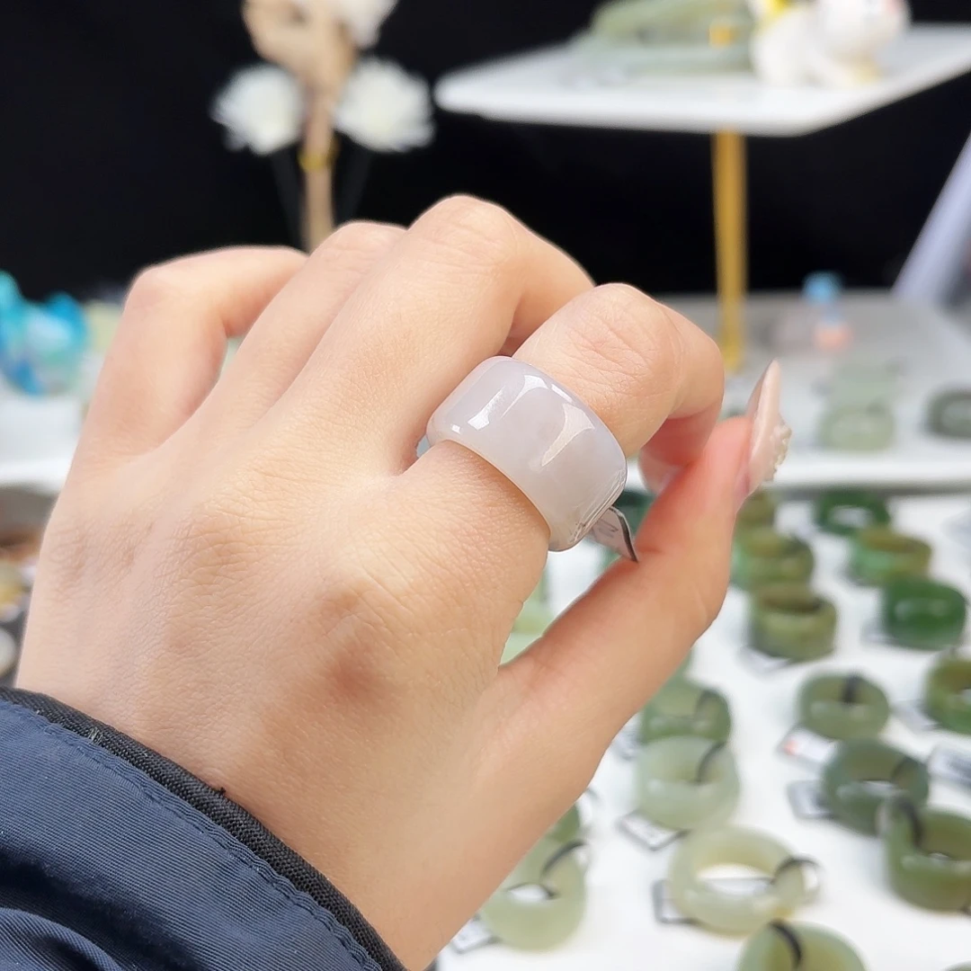 和田玉未镶嵌戒指P33冰透紫圆切16.7不退换