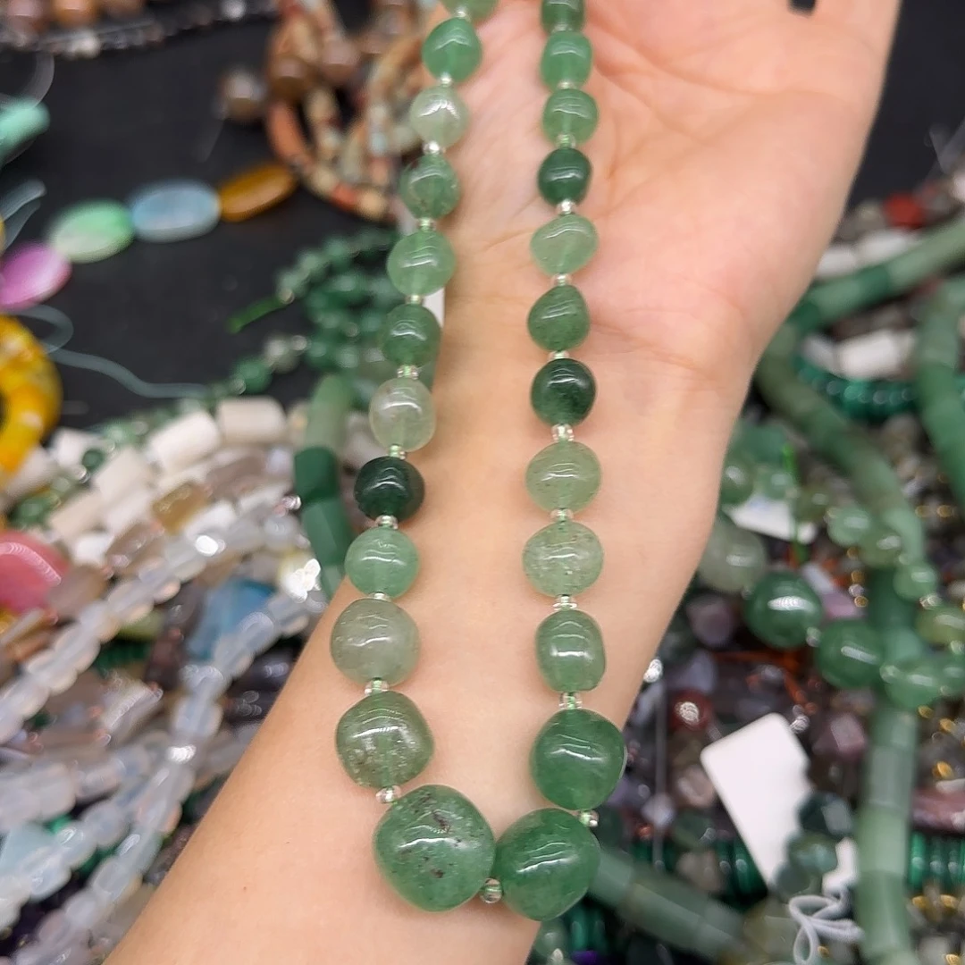 玛瑙/玉髓合金珠宝半成品绿草莓晶塔链一条