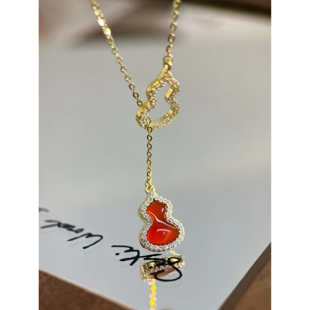 A玛瑙 红葫芦 福禄双重奏 奢华葫芦项链Y213