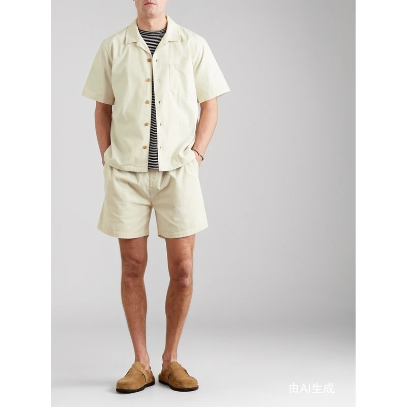 FRAME 男宽松古巴领灯芯绒短袖衬衫