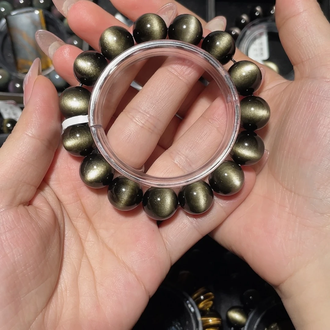 首***柴黑曜岩未镶嵌手链