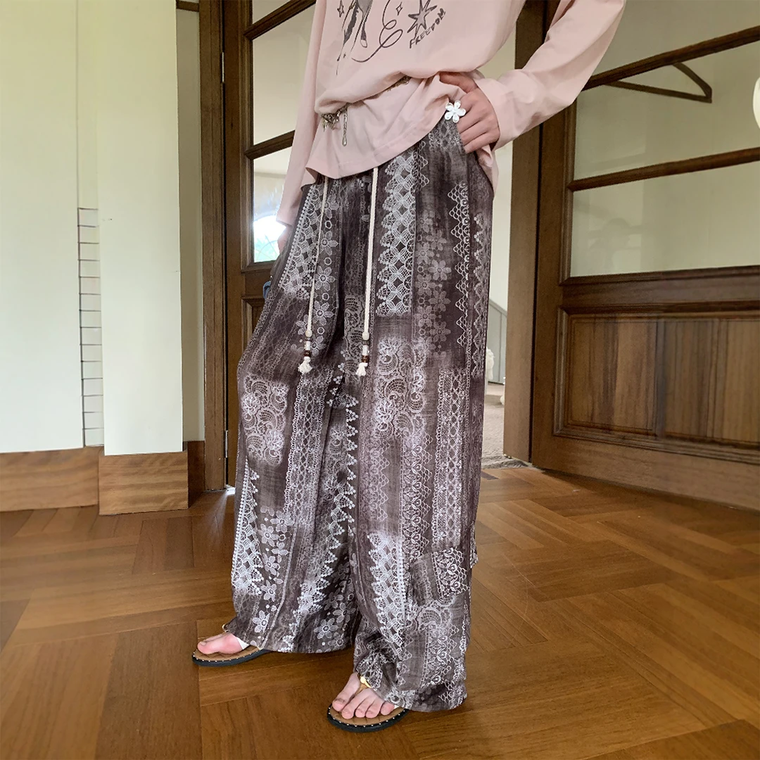 DIDDI MODA串珠抽绳印花裤 k8230