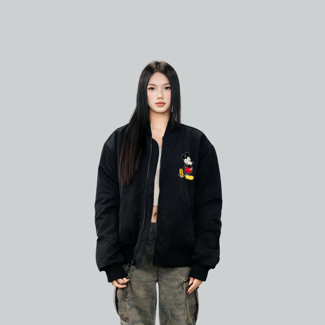 美式球服外套：米奇  秋冬款复古拼接重磅男女款百搭休闲时尚