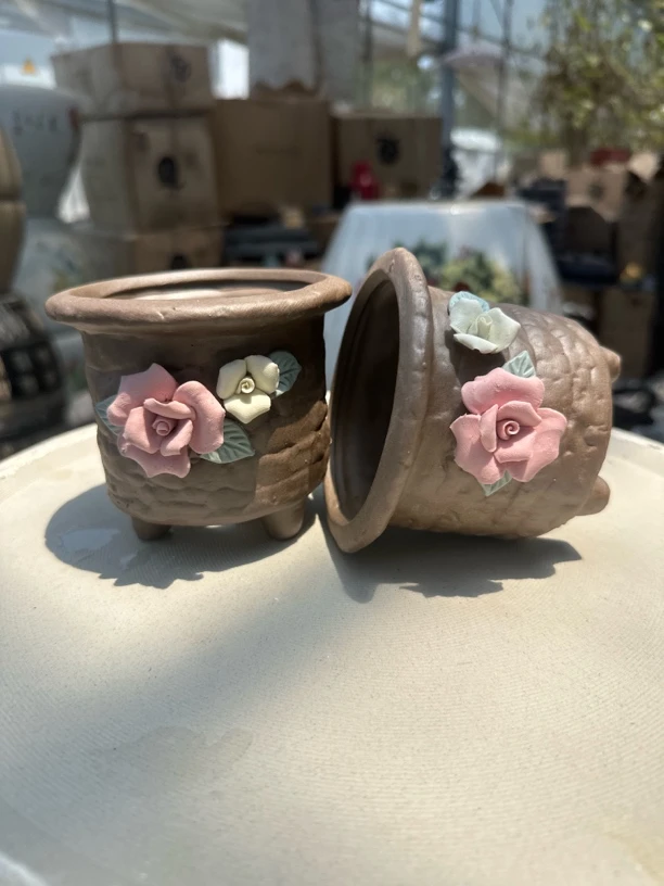 手工捏花多肉植物花盆内口8高度9