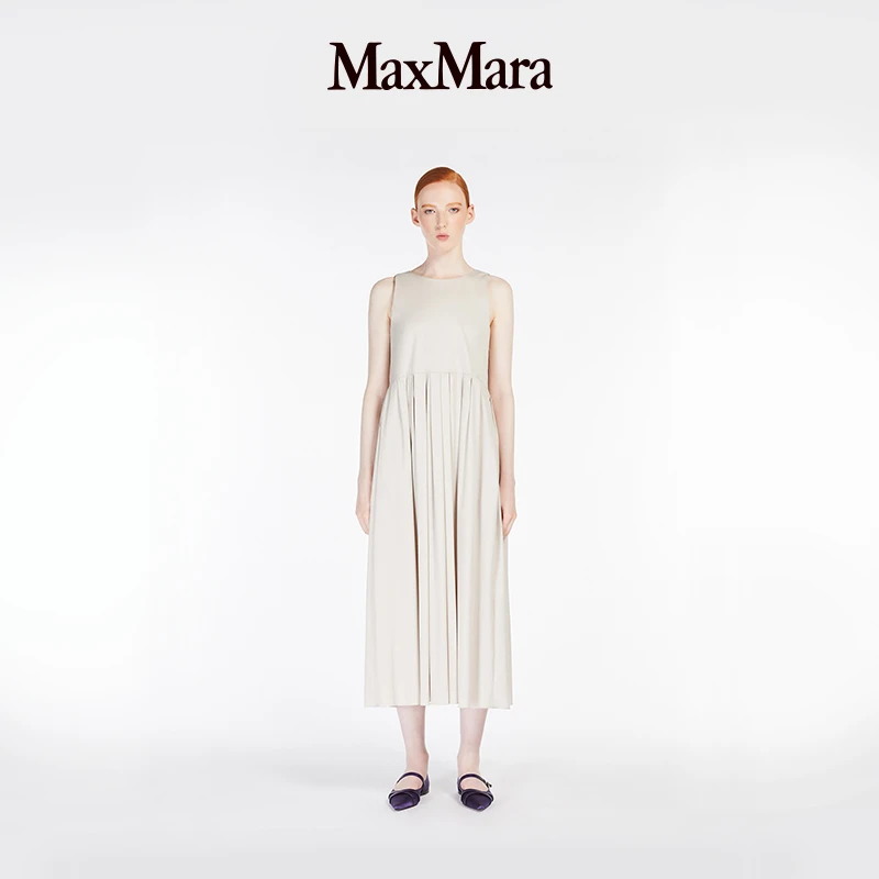 MaxMara 2025春夏新品女装纯色无袖连衣裙9221105306