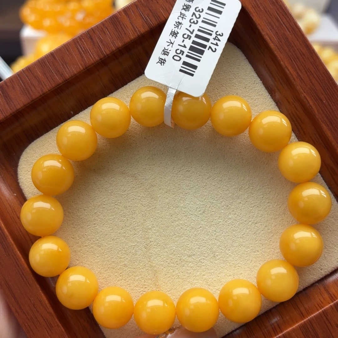 琥珀未镶嵌裸石B477鸡油黄手串卡10+