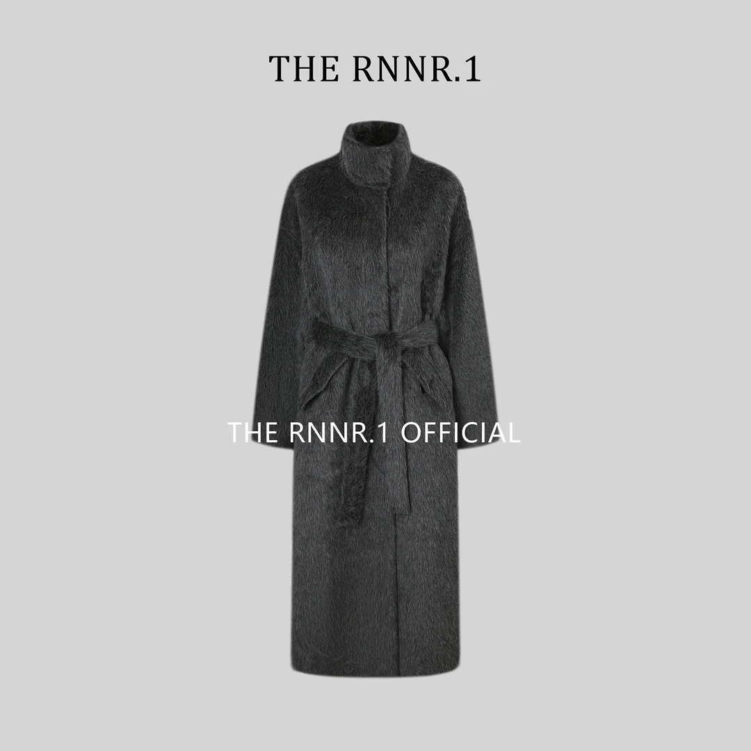 THE RNNR.1黑标 意大利奢贵 TEXCO进口MAX苏力长毛立领羊驼毛大衣