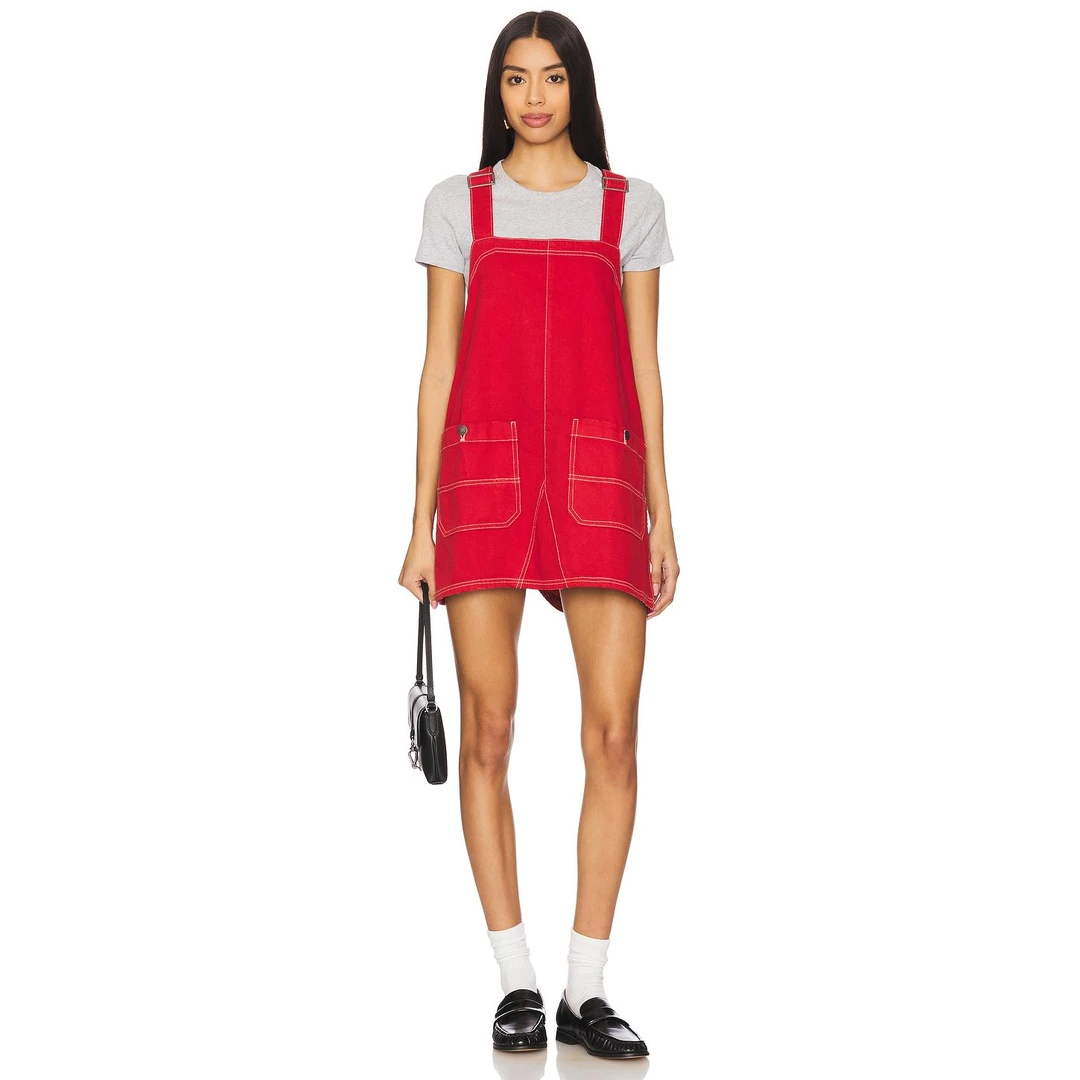 FREE PEOPLE WE THE FREE OVERALL SMOCK 连衣裙 红色