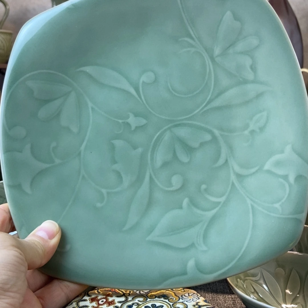 耀州窑福利款方盘4只