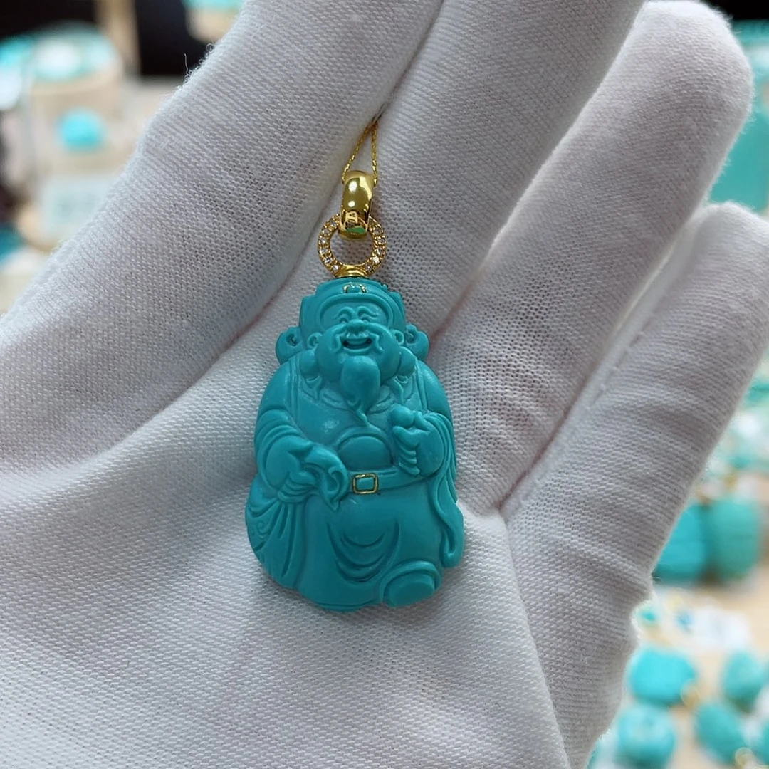 18K金镶嵌绿松石珠宝奇石