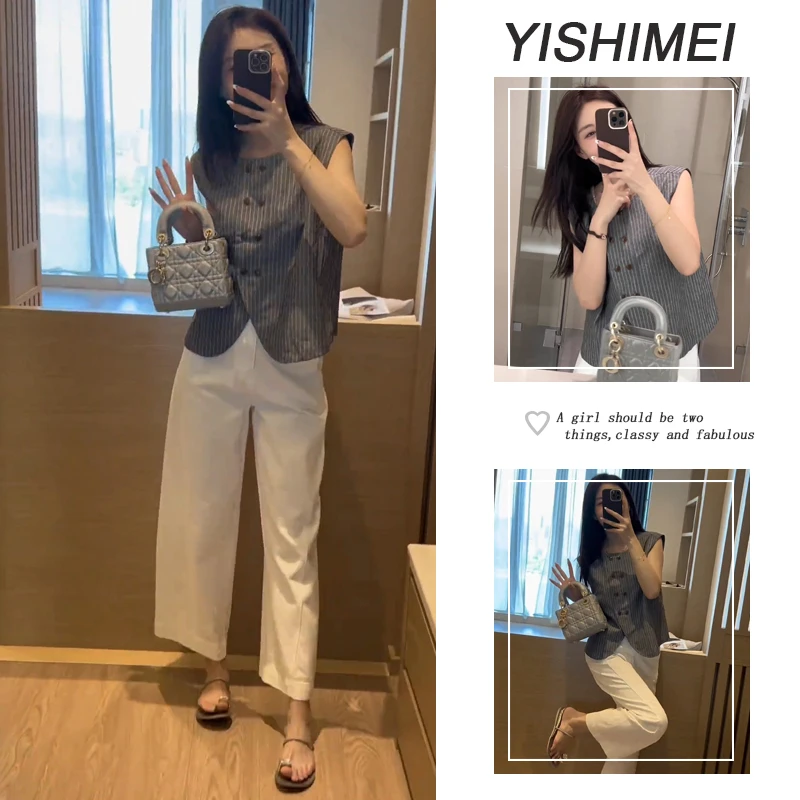 夏季温柔系穿搭一整套女2025年新款韩版气质百搭上衣休闲裤两件套