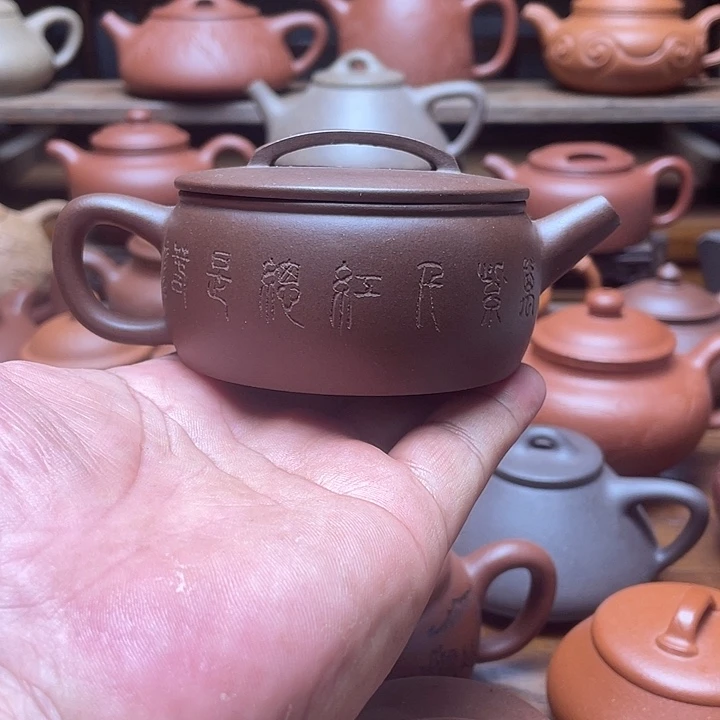 紫泥茶壶宜兴紫砂壶半手工制作130cc