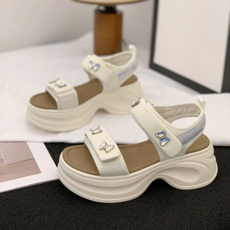 2025夏季新款魔术贴凉鞋时尚舒适厚底透气凉拖鞋潮流休闲沙滩凉鞋