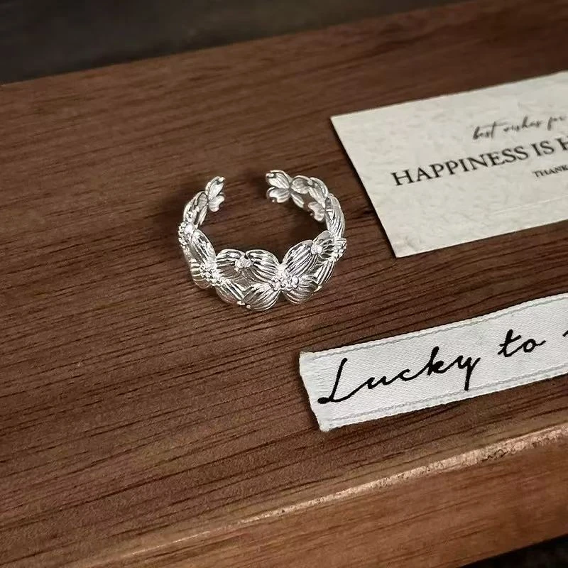 925银戒指 韩版设计师款花朵戒指花团锦簇小众高级感ins风1051