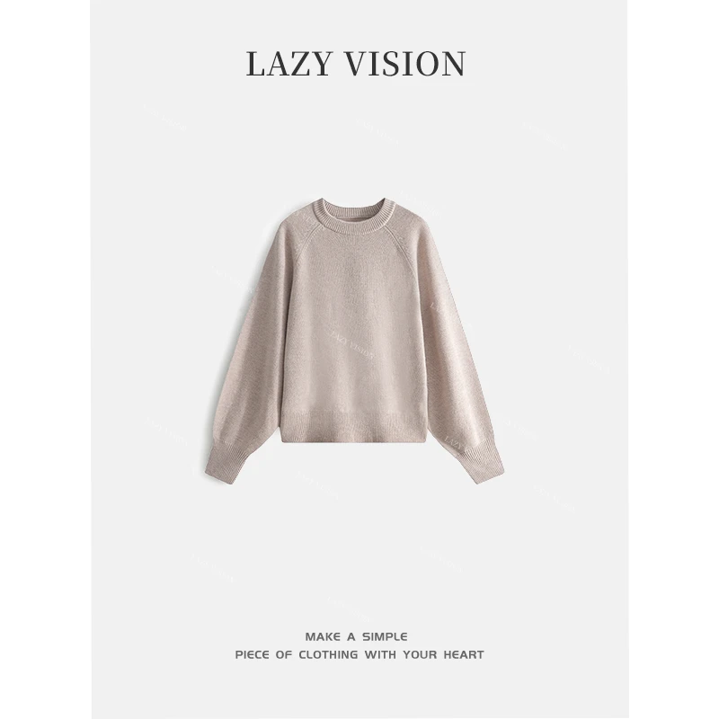 LAZYVISION100羊毛纯色毛衣百搭休闲套头针织上衣ZMD-19049