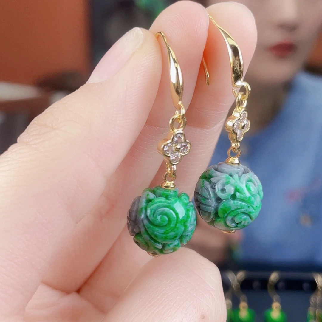 翡翠未镶嵌耳饰饰品