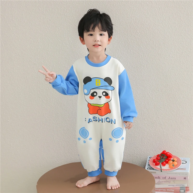男童连体睡衣儿童春秋纯棉长袖防着凉家居服男孩宝宝婴儿卡通睡袋
