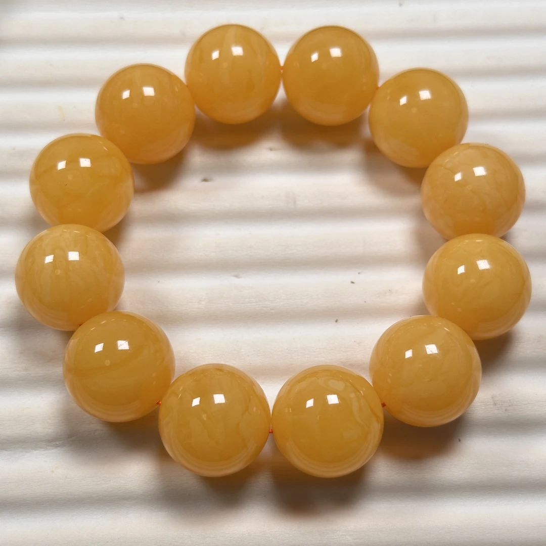 【欣晨珠宝】19+mm焦皮橘红蜡手串纯天然保真蜜蜡素圈