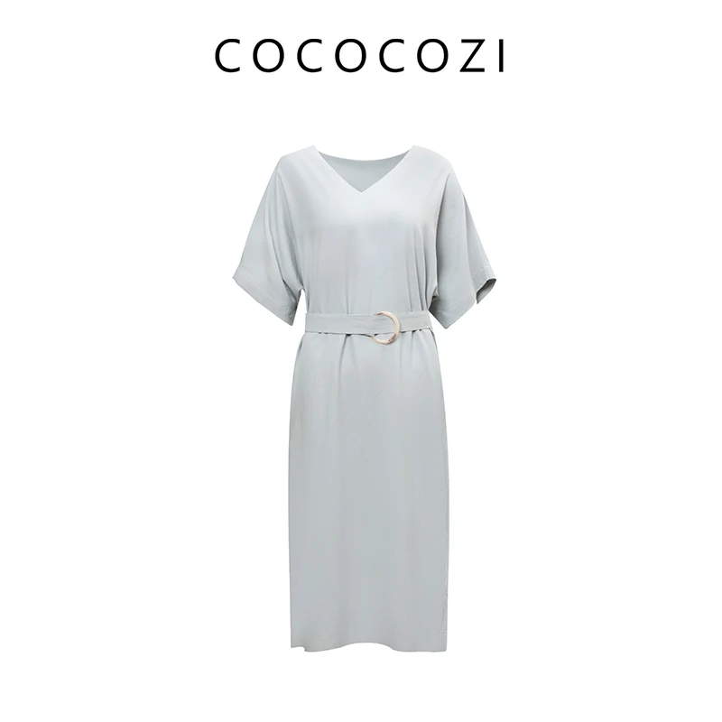 【刘茜专属】COCOCOZI桑蚕丝优雅气质慵懒日系风连衣裙242CO059L