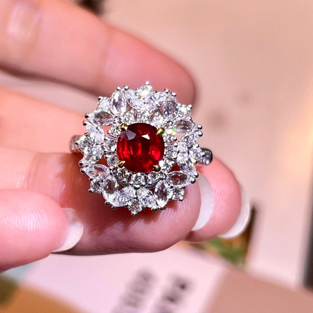 18K金天然无烧鸽血红红宝石两用款/不含链