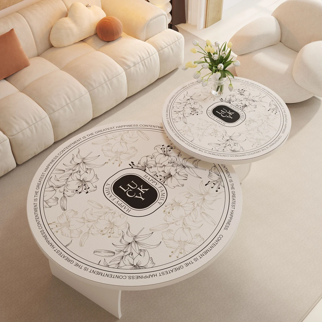 高档圆形皮革餐桌垫茶几垫轻奢台面保护垫子防水防油隔热免洗桌布