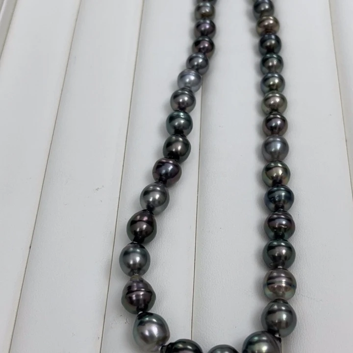 海水珍珠颈饰银S925镶嵌大溪地项链8-11mm