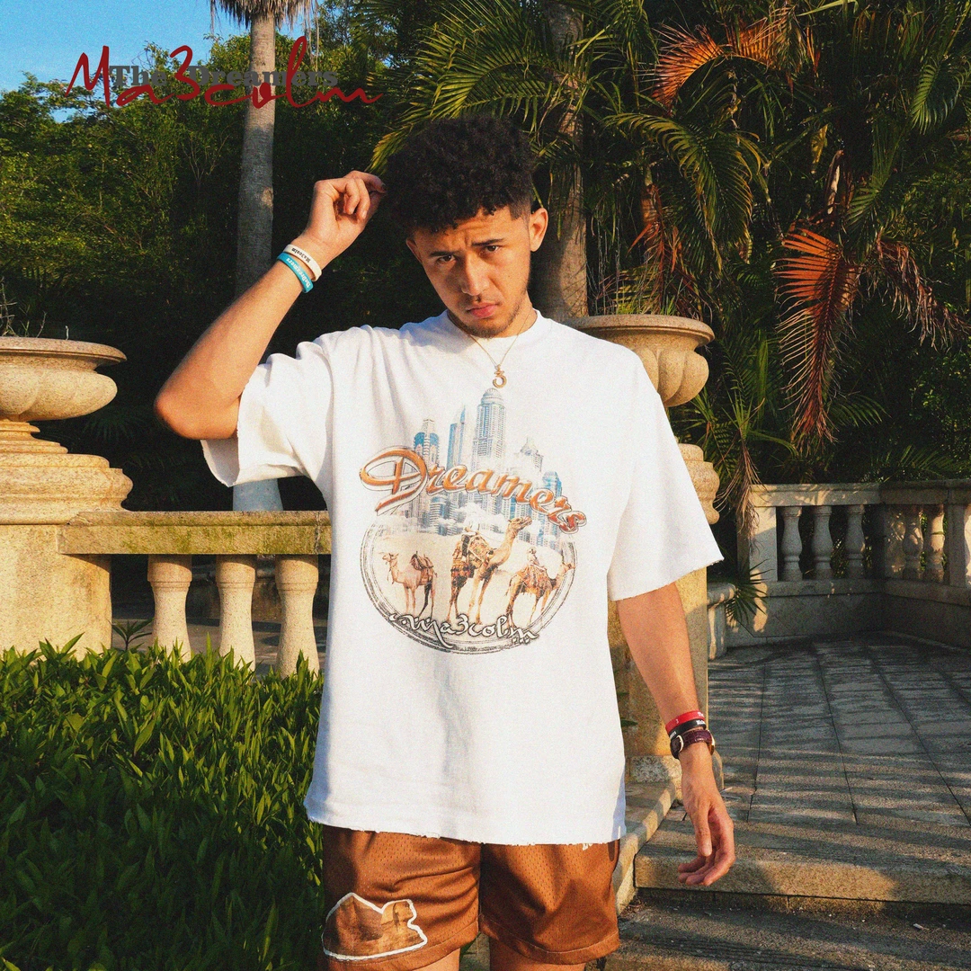 Ma3colm追梦系列“骑着骆驼征服摩天大楼”短袖T直喷纯棉夏季卡米然