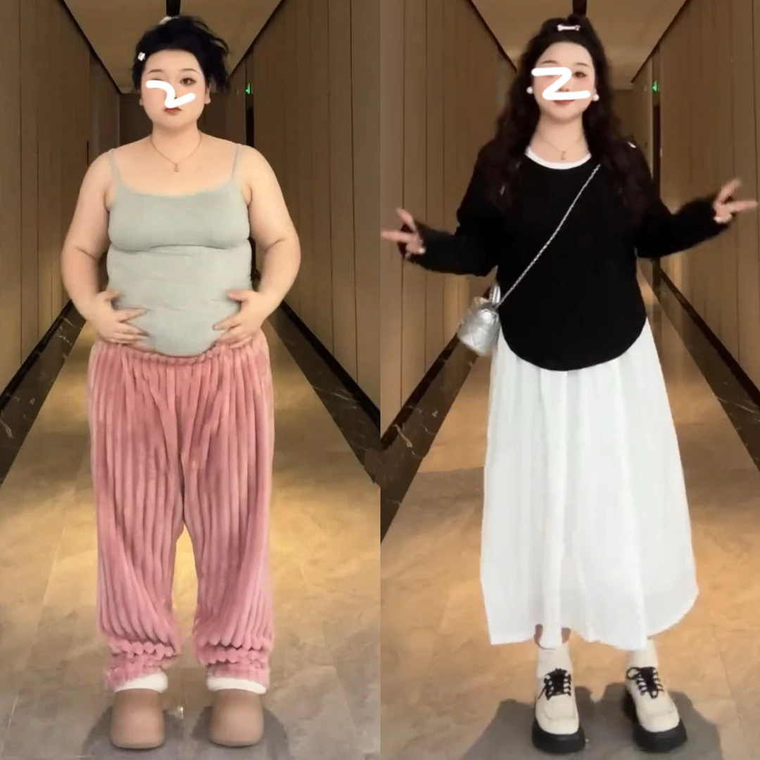 大码撞色假两件蝴蝶结针织衫女秋冬胖mm显瘦上衣高腰背心裙两件套