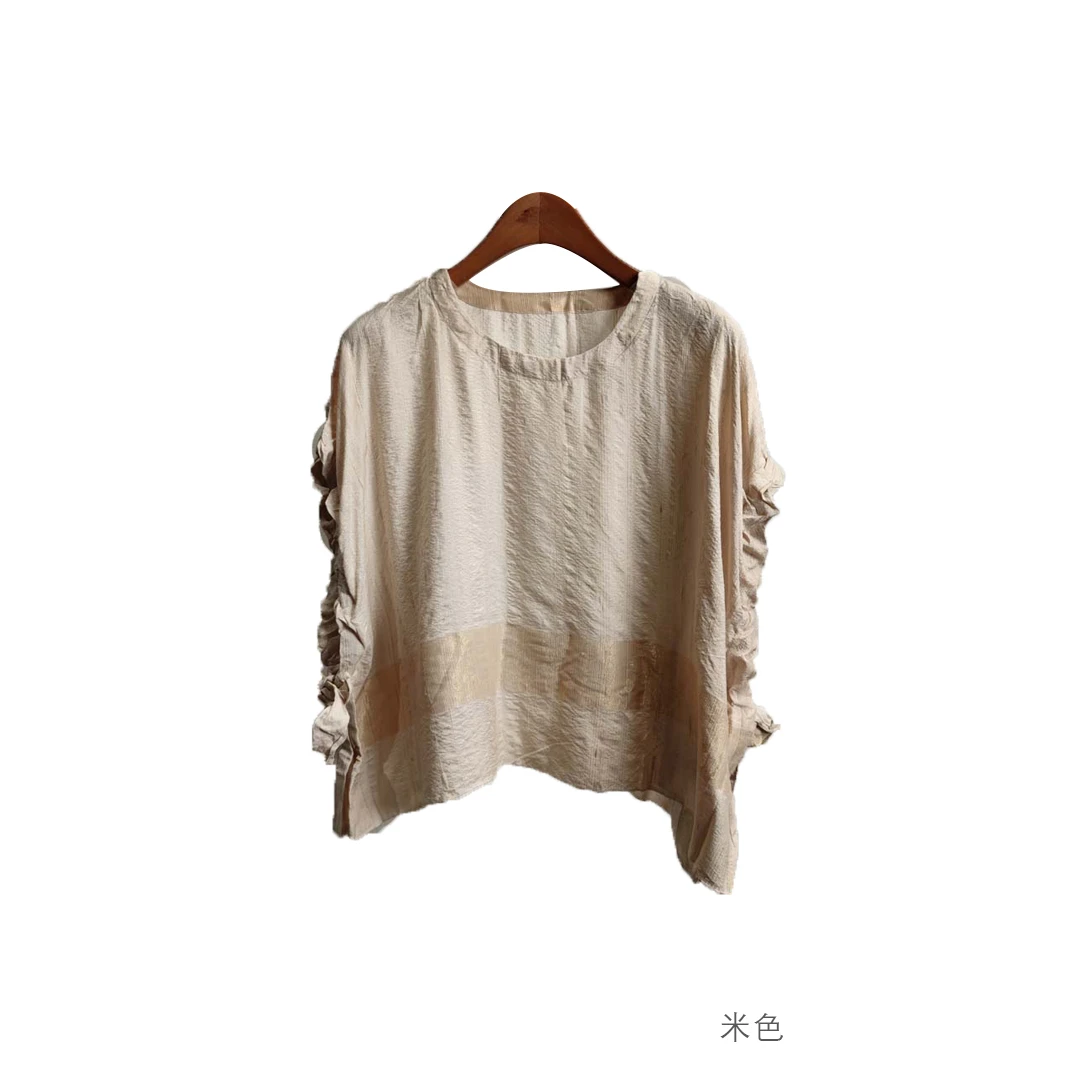 布衣分享LT228 垒土 夏款丝质抽绳女人味上衣