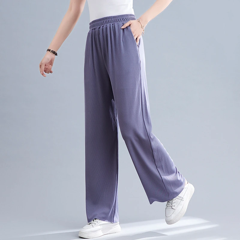 ZZ2253加大码阔腿裤肥妈妈胖女装长裤休闲裤松紧腰加肥加大裤