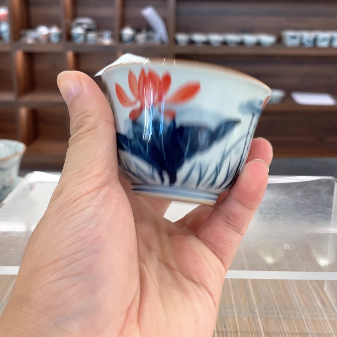 釉下手绘茶具微瑕