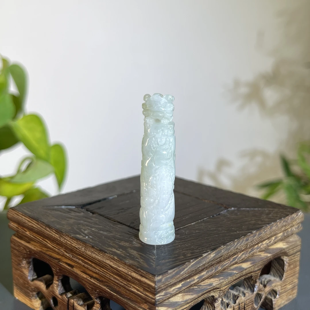 JXA21-06 天然缅甸A货翡翠 盘龙柱