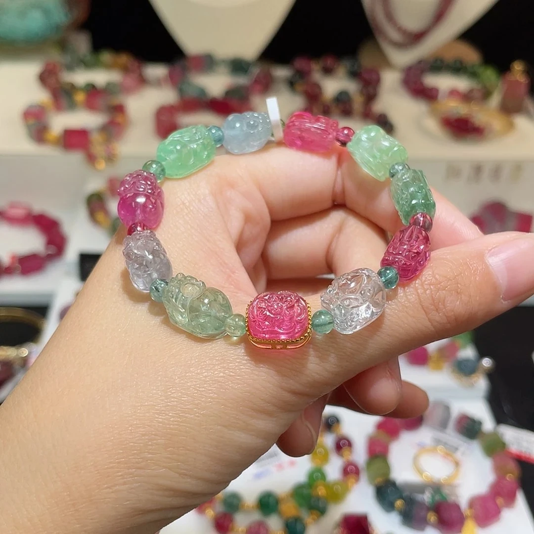 【相传碧玺】18K碧玺设计款手串 气质轻奢女士小众碧玺手链时尚