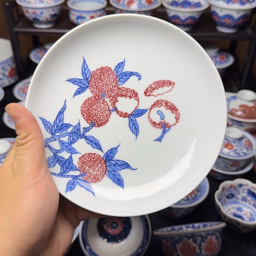 釉里红荔枝壶承活动款