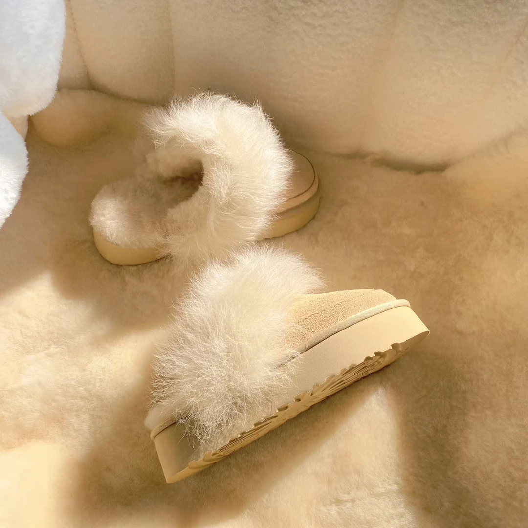 ［蒂茨库特长毛款］3800新款托斯卡纳羊毛包头厚底拖鞋