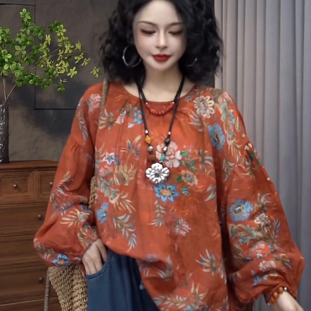 【·月下山茶花·】2025轻奢新中式复古清凉减龄女上衣80010