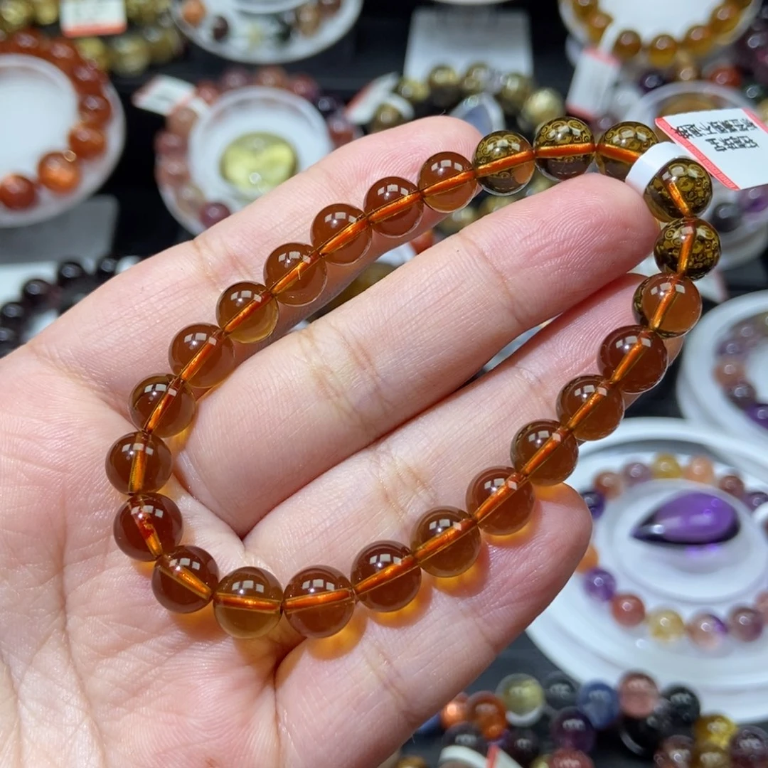 黄水晶手链8mm左右未镶嵌水晶成****e