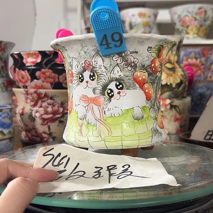 景德镇幸运花盆手绘韩式花盆