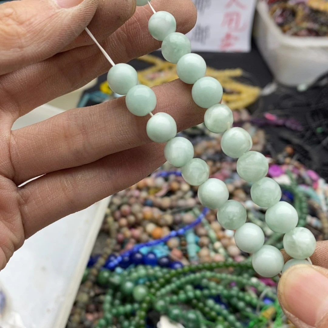 玛瑙/玉髓未镶嵌珠宝半成品一条绿海纹B263