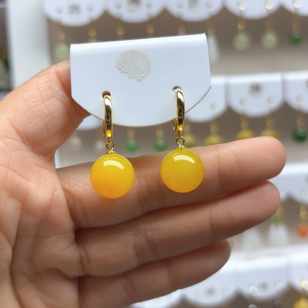 玛瑙/玉髓耳饰银S925镶嵌